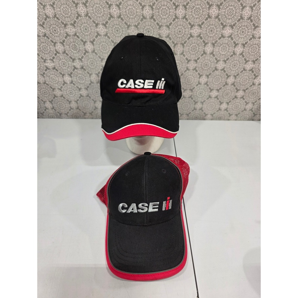 2- Case IH Red Black Trucker Hat Mesh Cap Embroidered Logo‎ One Size Fits All